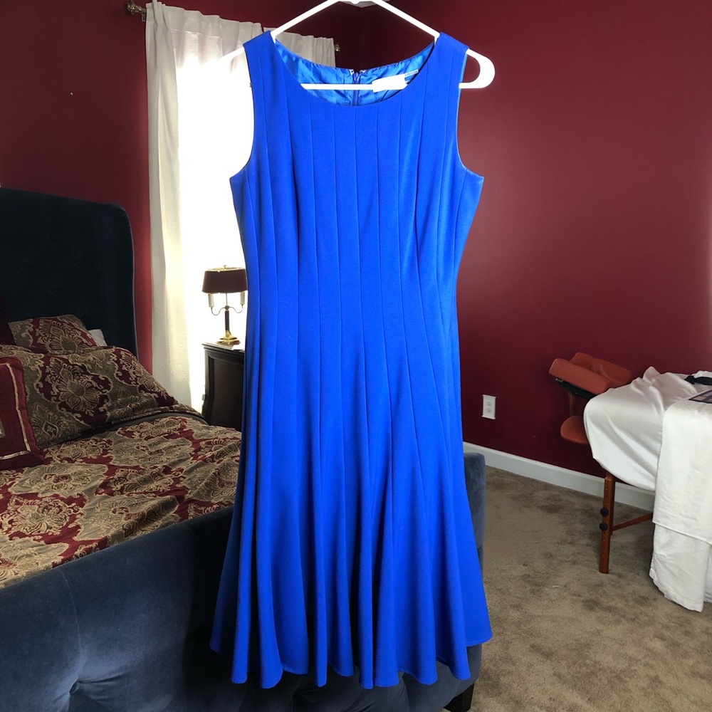 Calvin Klien Blue Pleated Dress